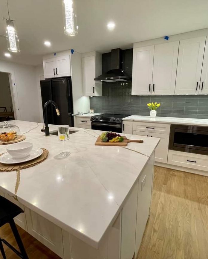 White Shaker S8 Cabinets With Dor Countertops Erva Stone And Design 8871